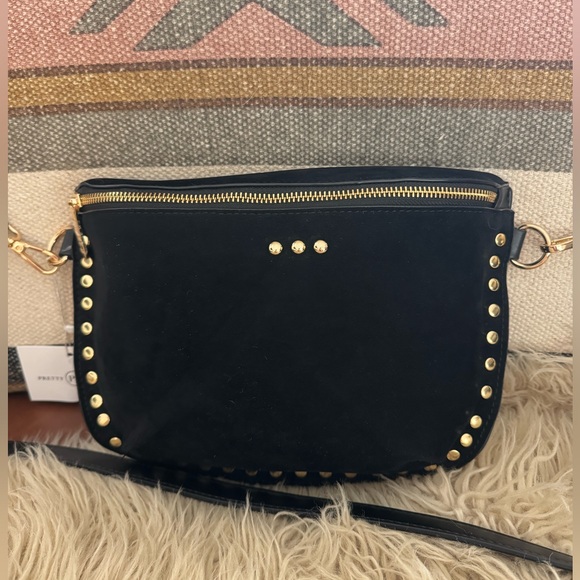 Sabina Black Suede Crossbody Bag with Studs - Picture 2 of 6